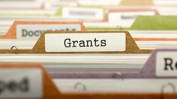 File folders with one folder marked Grants