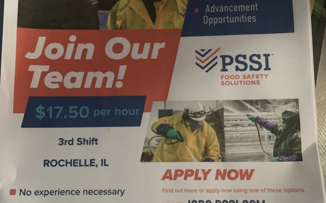 Photo of a hiring flyer from PSSI Food Safety Solutions